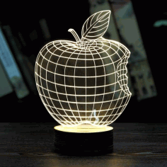 Laser Cut Apple 3d Night Lamp Free Vector File