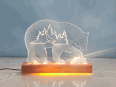 Laser Cut Bear Acrylic Desk Light Free DXF File, Free Vectors File