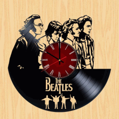 Laser Cut Beatles Vinyl Record Wall Clock Template Free Vector File, Free Vectors File