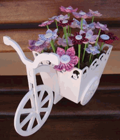 Laser Cut Bicycle With Flower Box 3mm 3d Puzzle Free Vector File