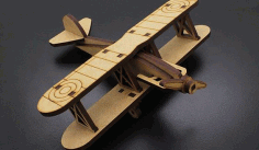 Laser Cut Biplan Airplane Toy Free DXF File