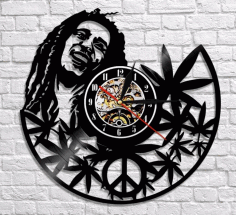 Laser Cut Bob Marley Vinyl Record Clock Template Free Vector File