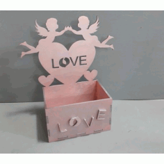 Laser Cut Box With Angels Love Heart Free Vector File