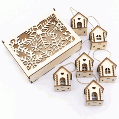 Laser Cut Box With Snowflakes A House For A Garland Free DXF File