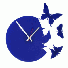 Laser Cut Butterflies Clock Free Vector File