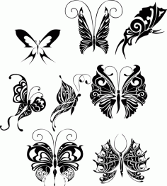 Laser Cut Butterfly Tattoo Design Art Free DXF File