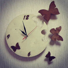 Laser Cut Butterfly Wall Clock Free Vector File, Free Vectors File