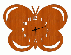 Laser Cut Butterfly Wooden Wall Clock Cutout Free Vector File