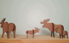 Laser Cut Cardboard Moose Holiday Season Decor Free DXF File
