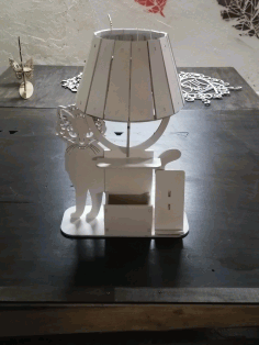 Laser Cut Cat Table Lamp With Organizer Free DXF File