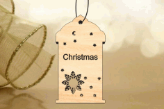 Laser Cut Christmas Tree Decoration Tag Wooden Christmas Bauble Free DXF File