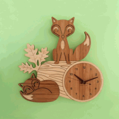 Laser Cut Clock With Fox Free Vector File