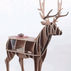 Laser Cut Cnc Wood Bookshelf Deer Shape Free Vector File