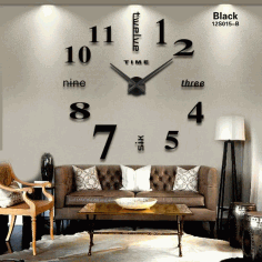 Laser Cut Contemporary Living Room Wall Clock Free Vector File