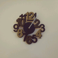 Laser Cut Contemporary Wall Clock With Bold Numbers Free Vector File
