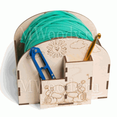 Laser Cut Crochet Bobbin Holder Yarn Holder Spinner Organizer Free Vector File