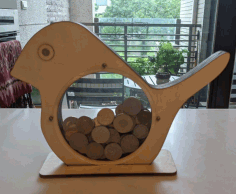 Laser Cut Cute Bird Money Box Coin Bank For Kids Free Vector File