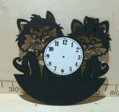 Laser Cut Cute Cats Wall Clock Free Vector File