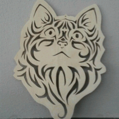 Laser Cut Cute Kitten Face Cat Stencil Free DXF File
