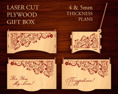 Laser Cut Decor Plywood Gift Box Free Vector File, Free Vectors File