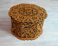 Laser Cut Decorative Basket With Lid Octagon Basket Free Vector File