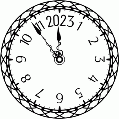 Laser Cut Decorative Clock Model 2023 Free Vector File, Free Vectors File