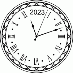 Laser Cut Decorative Clock Roman 2023 Free Vector File, Free Vectors File