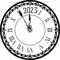 Laser Cut Decorative Clock Roman Design 2023 Free Vector File