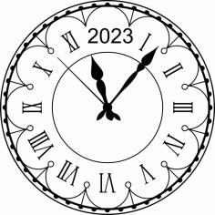 Laser Cut Decorative Clock Roman Model 2023 Free Vector File, Free Vectors File
