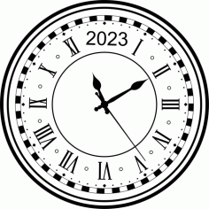 Laser Cut Decorative Clock Roman Pattern 2023 Free Vector File, Free Vectors File