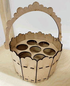 Laser Cut Decorative Easter Bucket Easter Egg Basket Free Vector File