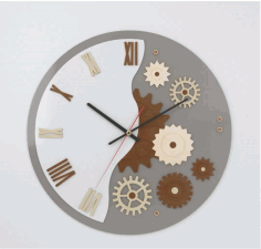 Laser Cut Decorative Wall Clock 3 5mm Plywood Layout Free Vector File