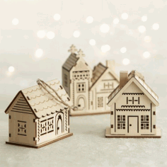 Laser Cut Decorative Wooden House Model Free Vector File