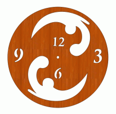 Laser Cut Decorative Wooden Wall Clock Free Vector File, Free Vectors File
