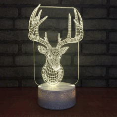 Laser Cut Deer Head Acrylic Night Light Free Vector File