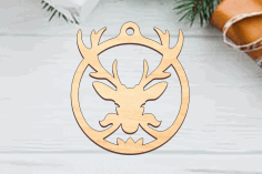 Laser Cut Deer Head Bauble Ornament Christmas Decorations Free Vector File