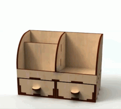 Laser Cut Desk Organizer With Drawers 4mm Free Vector File