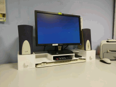 Laser Cut Desktop Monitor Riser Desk Organizer Storage Shelf For Computer Free DXF File