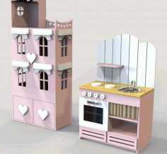 Laser Cut Dollhouse And Mini Oven Toy Free DXF File