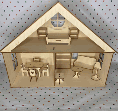 Laser Cut Dollhouse With Furniture Free Vector File