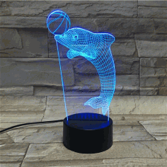 Laser Cut Dolphin 3d Acrylic Lamp Free Vector File