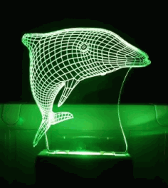 Laser Cut Dolphin 3d Illusion Lamp Free Vector File