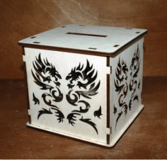 Laser Cut Dragon Design Bank Box Drawing Free DXF File