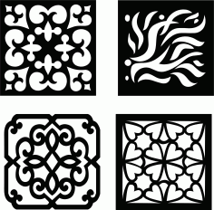 Laser Cut Drawing Room Floral Lattice Stencil Floral Seamless Panels Set Free DXF File