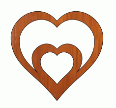 Laser Cut Dual Heart Happy Valentines Day Wooden Keychain Gift Tag Free Vector File