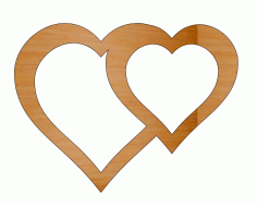 Laser Cut Dual Heart Valentine Wooden Keychain Free Vector File
