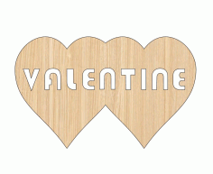 Laser Cut Dual Heart Valentines Day Tag Wooden Keychain Free Vector File
