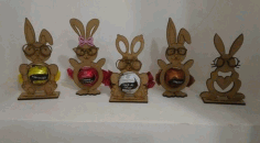 Laser Cut Easter Egg Holder Stand Rabbit Free DXF File, Free Vectors File