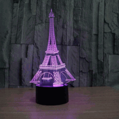 Laser Cut Eiffel Tower Acrylic 3d Illusion Lamp Free Vector File