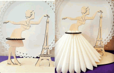 Laser Cut Eiffel Tower Woman Napkin Holder Free Vector File